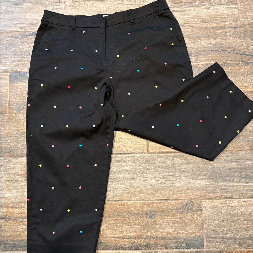 Kim Rogers Capri Pants Black Polka Dot Slacks Fun Colorful Dots Size 16